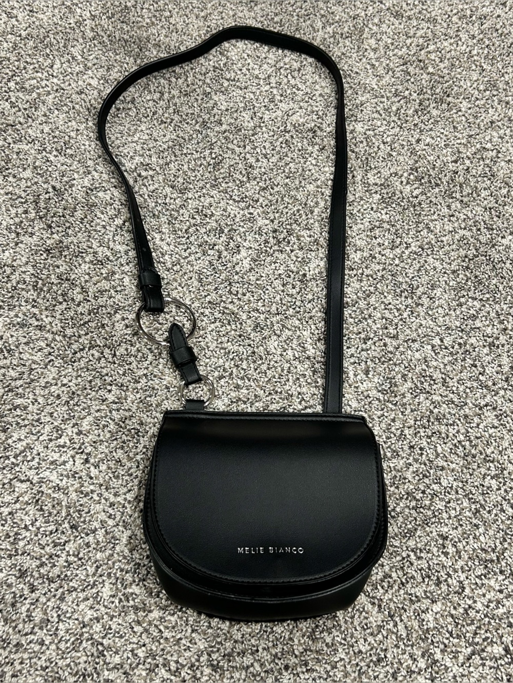 Melie Bianco Women’s Saddle Crossbody Bag Black Aly Vegan Leather